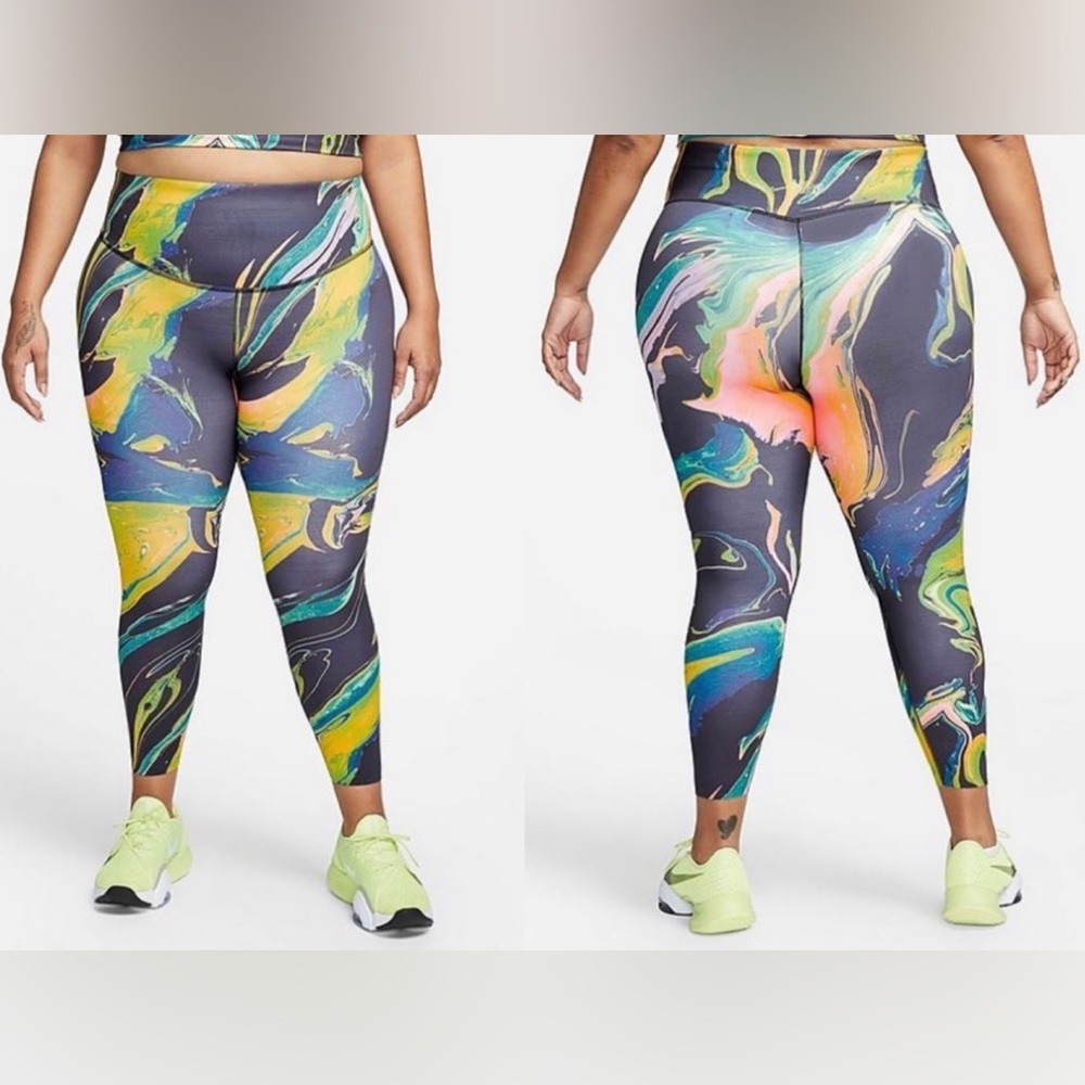 Nike One Luxe Women’s Mid-Rise 7/8 Marbled yoga Leggings Dri-Fit Plus Size